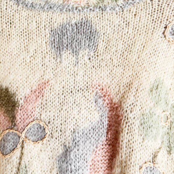 Liz Claiborne Wool Mohair Blend Pastel Floral Cardigan S - Picture 6 of 8